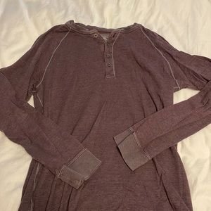 Eddie Bauer Henley with four buttons in faded purple